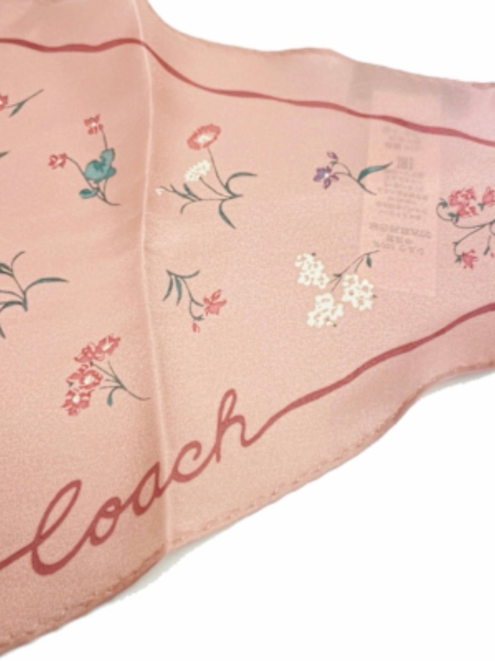 Coach Pink Floral Silk Scarf